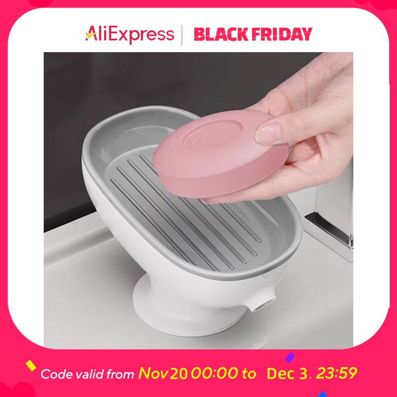 Kitchen Gadgets Luxury - طبق صابون بكوب شفط قابل للتصريف،
