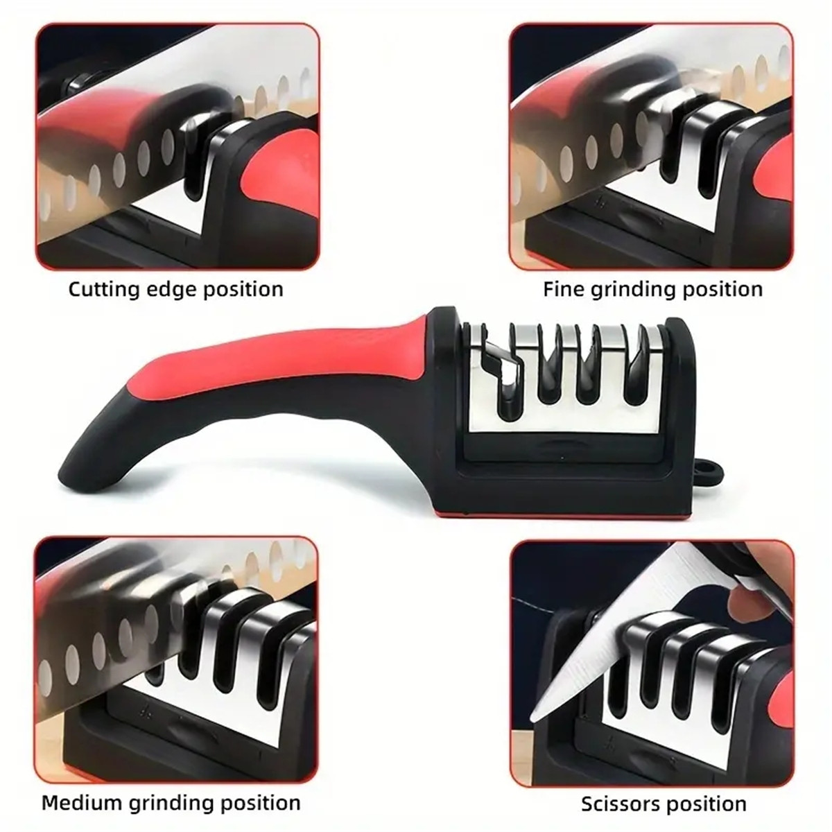 Kitchen Gadgets Needed - مبراة سكاكين متعددة الوظائف للمطبخ بثلاثة